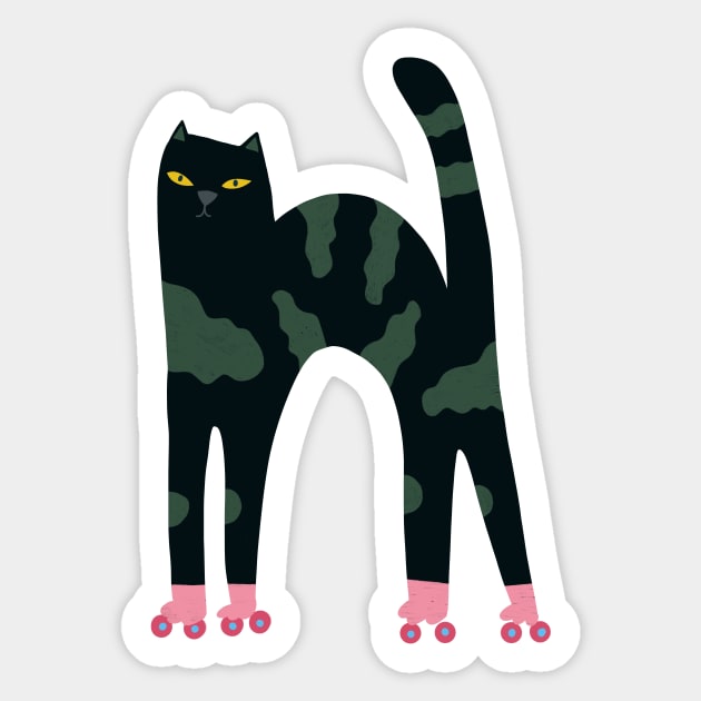 Cat with Roller Skates Sticker by Pacesyte